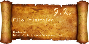 Filo Krisztofer névjegykártya